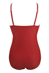 Dark Red One Piece Swimsuit