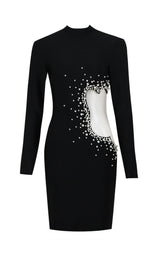 SEXY KLEID MIT PEARL HOLLOW IN SCHWARZ