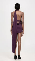 WRAP NECK DRESS IN NIGHT SHADE