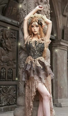 TOP DE CORSÉ GÓTICO CON HOJAS RETRO Y ESPINACA