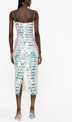 VESTIDO MIDI SIN MANGAS CON LENTEJUELAS EN AZUL