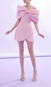 ROSA OFF-SHOULDER MINI-KORSETT-KLEID MIT SCHLEIFE