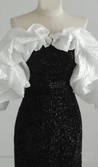 TRÄGERLOSES RÜCKENFREIES MAXIKLEID MIT BUBBLE-MUSTER