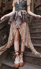 FALDA DE ORGANZA LOLITA CON ENCAJE Y ABERTURA