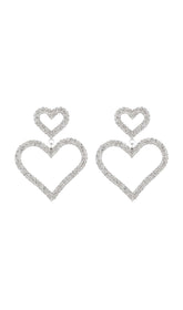 GOLD DIAMANTE HEART SHAPE DROP EARRINGS