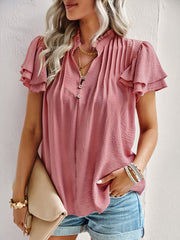 Camiseta elegante de manga corta con volantes