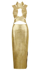 VESTIDO DORADO CHAMPÁN FRANCÉS