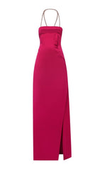 TRÄGERLOSES MAXIKLEID MIT NECKHOLDER IN ROSA