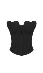 TRÄGERLOSES KORSETT-CROPPED-TOP IN SCHWARZ
