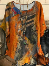 Boho-T-Shirt in Übergröße, Damen-T-Shirt mit Grafikdruck und kurzen Ärmeln, Rundhalsausschnitt, mittlerer Stretch