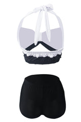Gestreifter zweiteiliger Bikini-Badeanzug
