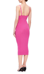 STRICKKLEID OHNE SCHLITZ MIT MUSCHELN AUF DER BRUST ROSA