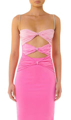 VESTIDO MÁXIMO CON AGUA EN COLOR ROSA DEGRADADO