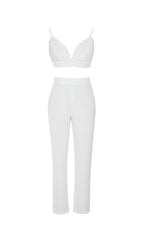 PERLENVERZIERTER ANZUG IN WEISS