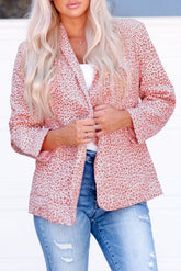 Rosa Blazer mit 3/4-Ärmeln und Leopardenmuster