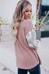 Rosafarbene Toltec Cord-Shacket mit Kontrastmuster