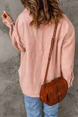 Pink Rib Textured Fleece Shacket
