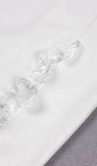 FLORAL EMBELLISHED SLIT MIDI DRESS IN WHITE