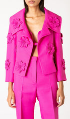 Geblümtes zweiteiliges Jackenkleid in Rot