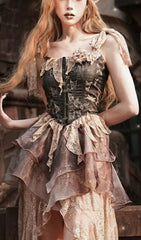 TOP DE CORSÉ GÓTICO CON HOJAS RETRO Y ESPINACA