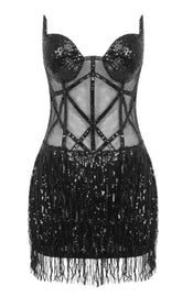 KORSETT-MINIKLEID MIT TRÄGERN IN SCHWARZ