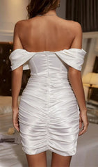 IVORY TUBE TOP PLEATED SKIRT