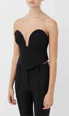 Plunge-Korsett-Top in Schwarz