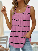 Boho-Tanktop in Übergröße, Damen-Tanktop mit Paisley-Print und quadratischem Ausschnitt, mittlerer Stretchanteil, gerüscht