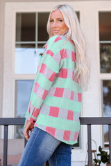 Pink Plaid Pattern Oversized Shacket