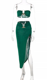 TRÄGERLOSES TOP MAXIKLEID ZWEITEILIGER ANZUG