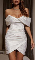 IVORY TUBE TOP PLEATED SKIRT