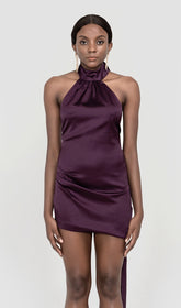 WRAP NECK DRESS IN NIGHT SHADE