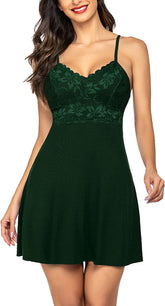 Avidlove Nachtwäsche Nachthemd Spitze Chemises Nachthemd V-Ausschnitt Full Slip