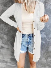 Cárdigan informal de talla grande para mujer, cárdigan liso de cuello redondo y manga larga con botones.