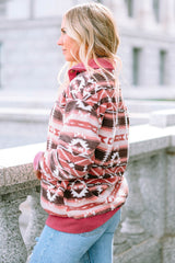 Rosafarbene Westernjacke mit Sherpa-Cordbesatz