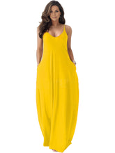 Lässiges Sling-Kleid mit V-Ausschnitt und einfarbiger Tasche