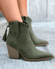 Women's Casual Retro Tassel Zipper Chunky Heel Ankle Boots