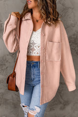 Pink Rib Textured Fleece Shacket