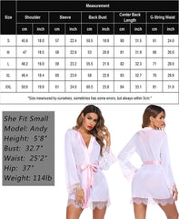 Avidlove Dessous-Bademantel, Spitze, Kimono, Überzug, Satin-Netz-Bademantel, Babydoll, Dessous-Set