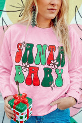 Rosa SANTA BABY Süßes Sweatshirt mit Blumengrafik