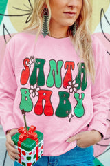 Rosa SANTA BABY Süßes Sweatshirt mit Blumengrafik
