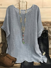 Camiseta informal de talla grande para mujer, cuello redondo liso, sin elasticidad, translúcida, holgada.