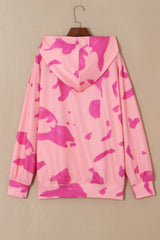 Moeak Blossom Tie Dye Kangaroo Pocket Drawstring Hoodie