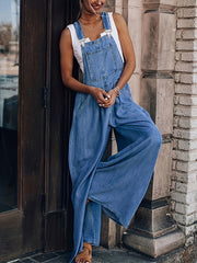 Loose Side Pocket Adjustable Suspenders Casual Denim Jumpsuit