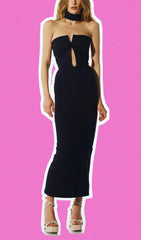 TRÄGERLOSES MAXIKLEID IN SCHWARZ
