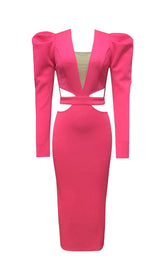 PHOSPHOR MIDIKLEID MIT V-AUSSCHNITT UND TAILLE