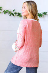 Rosa Oberteil mit Leopardenmuster und sichtbaren Nähten in zweifarbigem Blockdesign