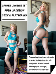 Avidlove Dessous-Set mit Bügel, Push-Up, Bondage-Dessous-Set, 5-teiliges Riemchen-Dessous-Set (ohne Strümpfe)