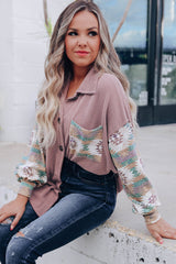 Rosafarbene Toltec Cord-Shacket mit Kontrastmuster