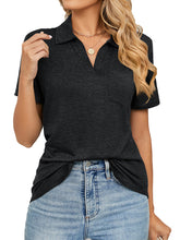 Camiseta holgada de manga corta con solapa en color liso